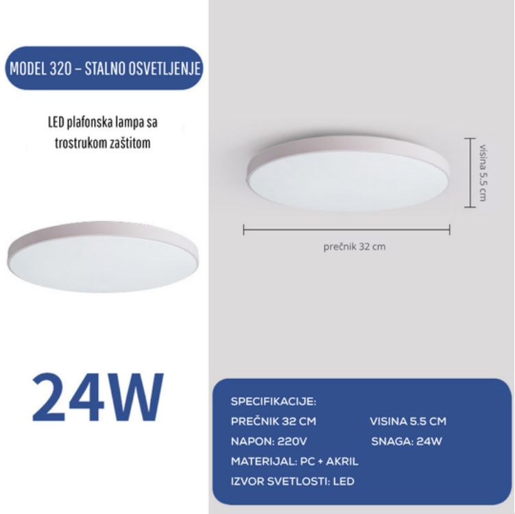 LED plafonjera, stalno osvetljenje 24 W
