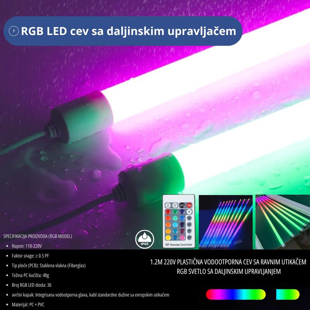 RGB LED neon cev 1,2 m sa daljinskim